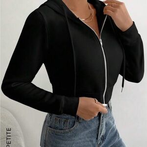 Black Zip-Up Hoodie for Women